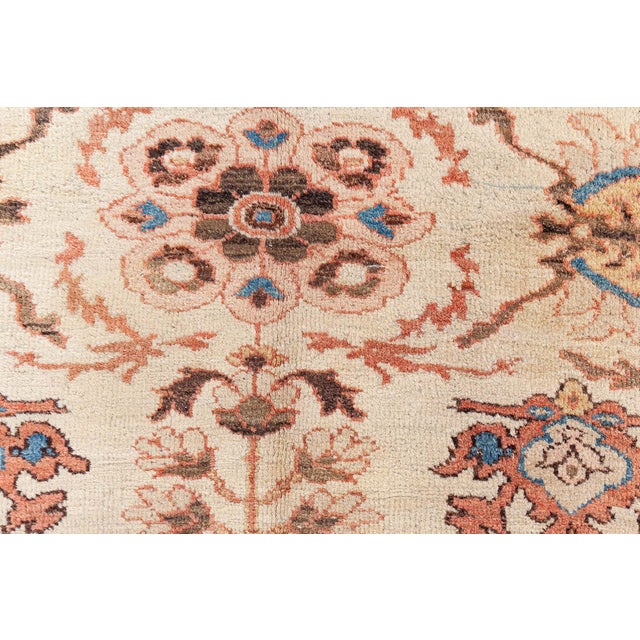 Antique Persian Sultanabad Beige Bold Handmade Wool Rug For Sale In New York - Image 6 of 9