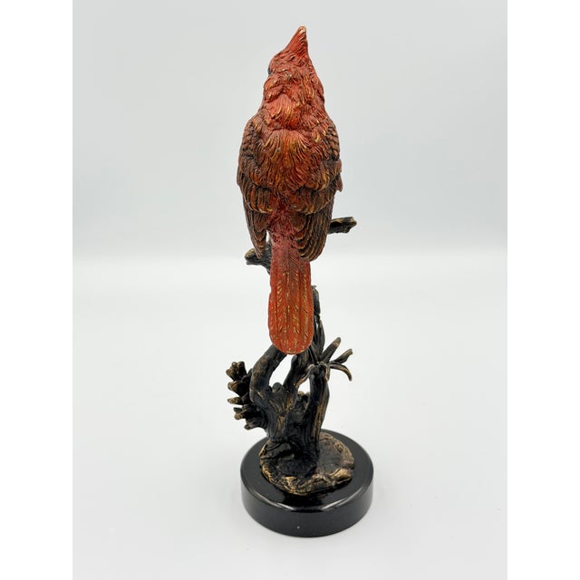 Brass Scarlet Solstice Red Cardinal Perched With Pinecones Figurine Sculpture For Sale In Palm Springs - Image 6 of 8