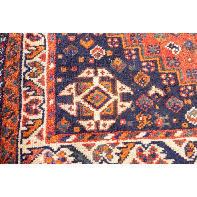 Vintage Hand-Knotted Persian Qashqai Rug 3'11" X 5'4" For Sale - Image 13 of 17