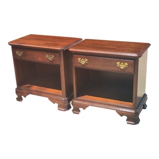 Ethan Allen Georgian Court Solid Cherry Traditional Open Cabinet Nightstand - Pair For Sale