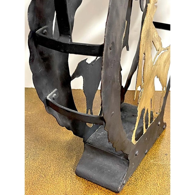 1920s American Art Deco Gilt Iron Flapper Walking Dog Vignette Magazine Rack For Sale - Image 9 of 13