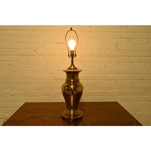 Tiffany & Co. Style Mid-Century Hollywood Regency Large Brass Table Lamp For Sale - Image 9 of 12