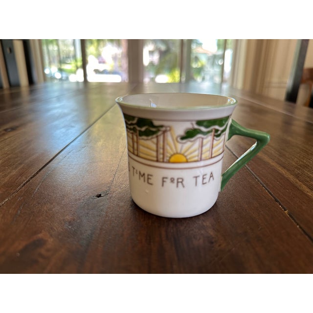 Early 20th Century Foley Art China "Tis Time for Tea" Art Deco Cup & Saucer Peacock Pottery Set- 23 Pieces For Sale - Image 12 of 12