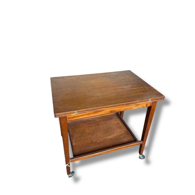 Mid-Century Card Table with Green Felt Folding Top For Sale - Image 3 of 7