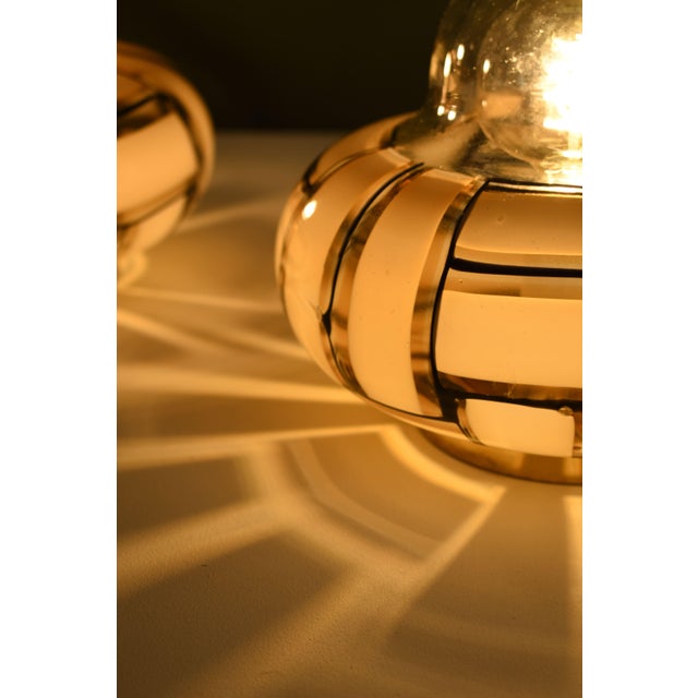 1950s Tessere Ambra Murano Glass Table Lamps by Barovier & Toso, 1950s, Set of 2 For Sale - Image 5 of 9