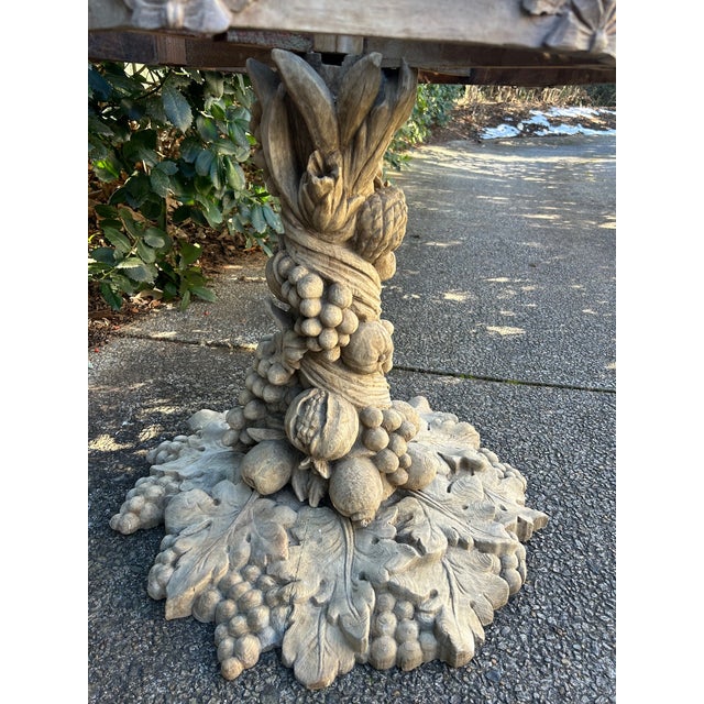Wood 1950s Vintage Italian Pedestal Carved Wood Table Base For Sale - Image 7 of 10