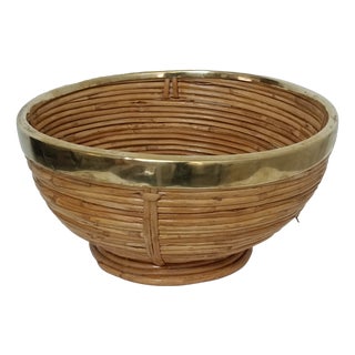 Rattan and Brass Fruit Baskets, 1970s For Sale