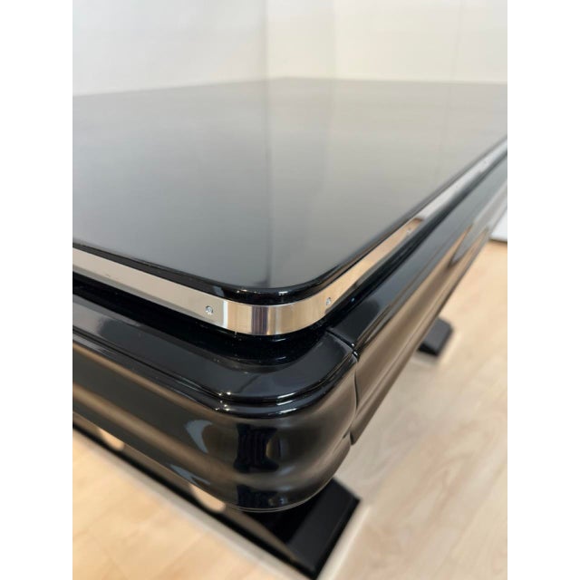 Art Deco Expandable Dining Table in Black Lacquer and Chrome, 1930 For Sale - Image 12 of 18