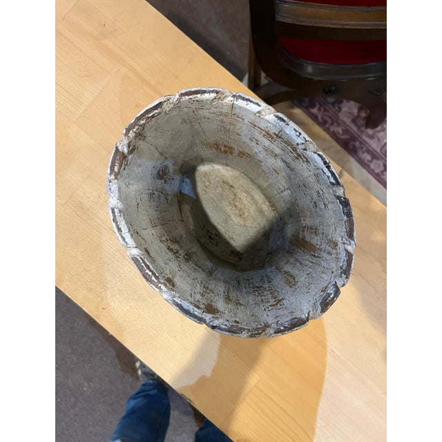 2020s Vintage Rustic Hand-Carved Wooden Planter Buckets – Pair For Sale - Image 5 of 10