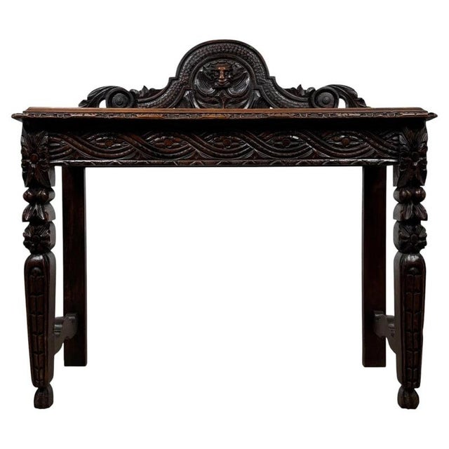 19th Antique Century Victorian Carved Oak Side Table For Sale - Image 10 of 10