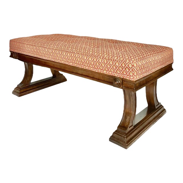 1960s Neoclassical Bench in Mahogany For Sale