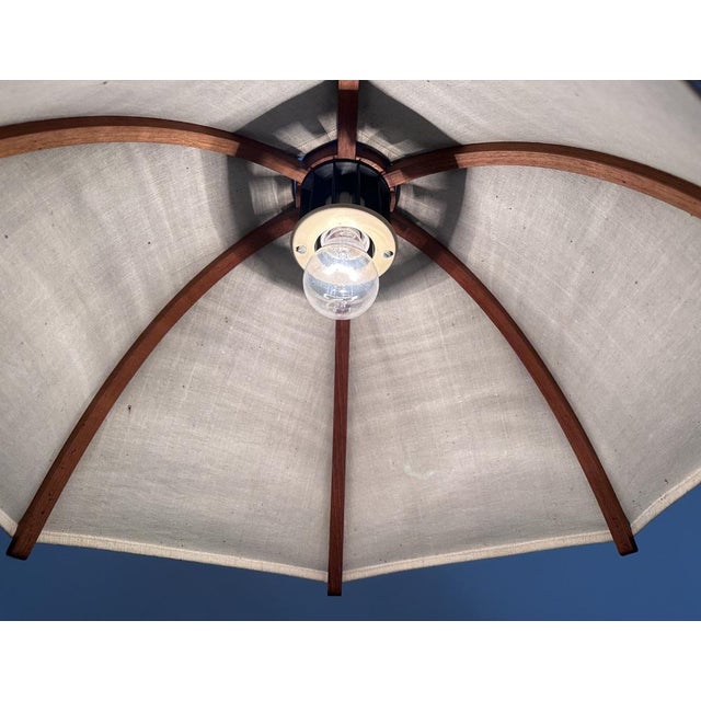 Postmodern Height-Adjustable Umbrella Hanging Lamp in Teak from Domus, 1980s For Sale - Image 17 of 18