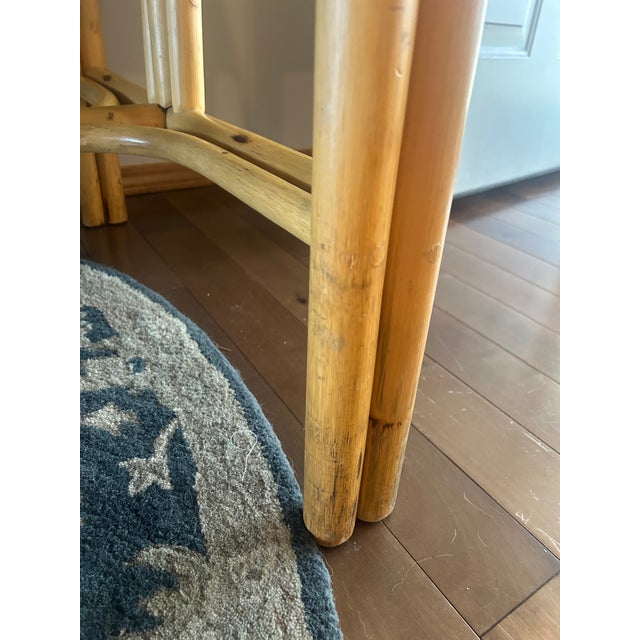 Late 20th Century Tessellated Olive Ash Burl and Pencil Reed Dining Table - Organic Modern For Sale - Image 9 of 17