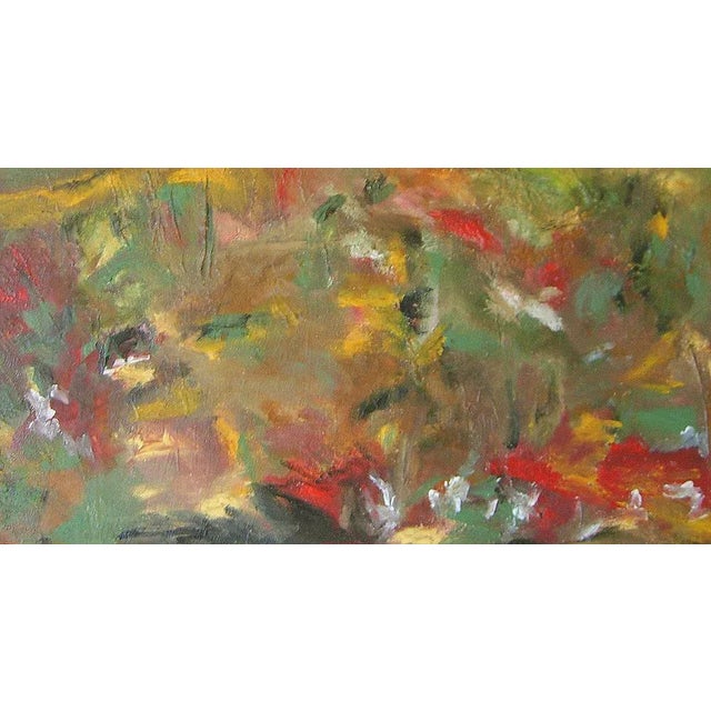"Meadowscape" Original Abstract Floral Landscape Painting - Red Green Yellow Wall Art Decor For Sale - Image 4 of 6