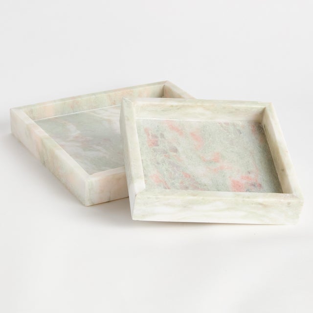 Contemporary Johanna Square Marble Trays Small, Set Of 2 For Sale - Image 3 of 5