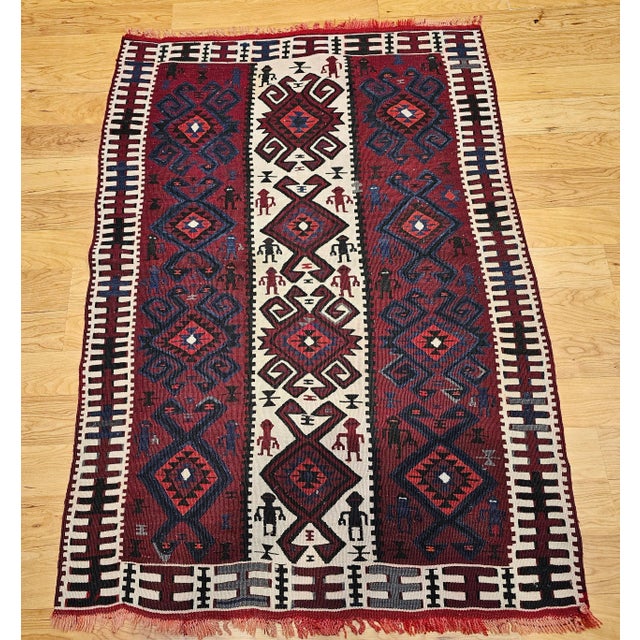 American Vintage Handwoven South American Rug With Deity Figures, Peru, 1950s For Sale - Image 3 of 9