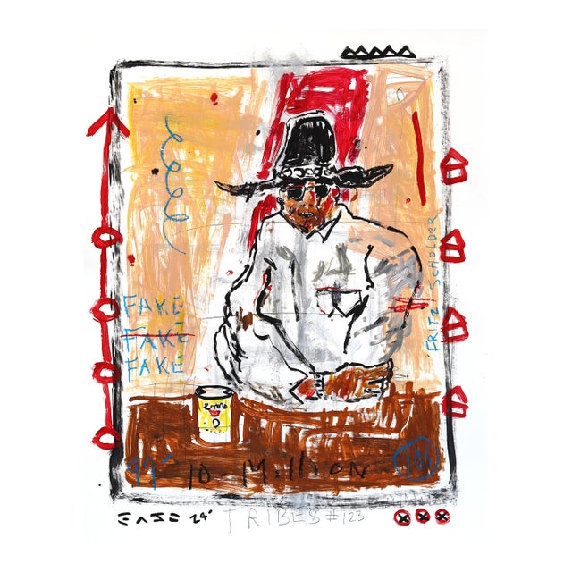 Cowboy in Disguise - Original Western Pop Street Art Acrylic Painting on Cardstock by Gary John For Sale