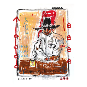 Cowboy in Disguise - Original Western Pop Street Art Acrylic Painting on Cardstock by Gary John