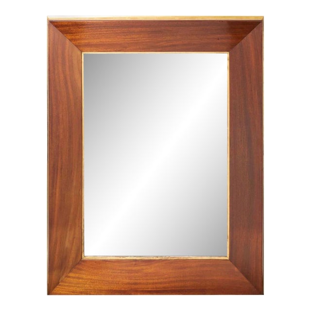 Monumental Mid 20th Century American Walnut Mirror With Gilt Detailing. For Sale