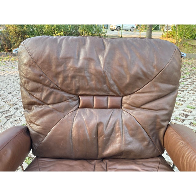 Wing Wingback Brown Leather Lounge Chair by Harald Relling for Westnofa, 1970s For Sale - Image 10 of 16