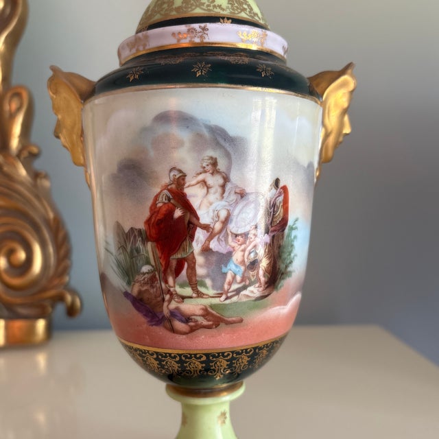 Beautiful Royal Vienna Porcelain Urn from 1763. Bindenschild mark also known as the Royal Vienna beehive on the base as...