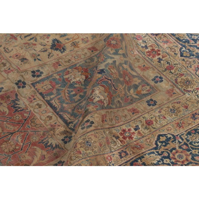 Textile Antique Kashan Silk Rug, Polychromatic Compartment Grid - Rug & Kilim For Sale - Image 7 of 11