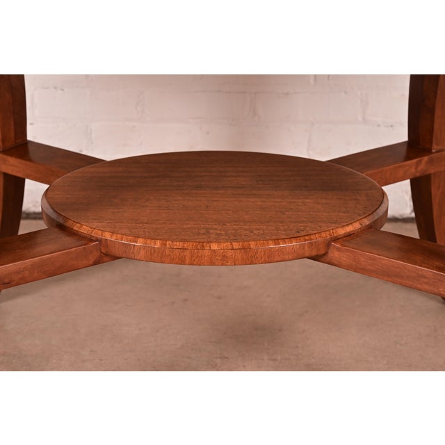 John Widdicomb Art Deco Walnut and Burl Wood Dining Table, Newly Refinished For Sale - Image 10 of 13