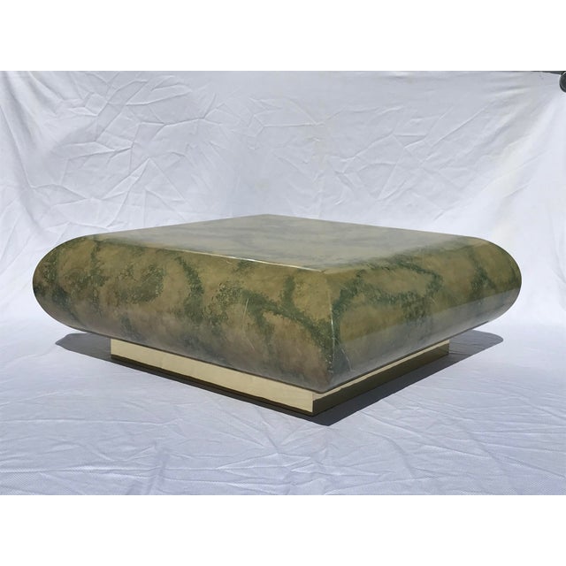 MidCentury Lacquered Faux Green Marble Cocktail Table Chairish
