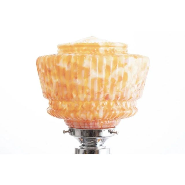 Art Deco Table Lamp with Phenolic Column and Glass Shade, 1930s For Sale - Image 9 of 11