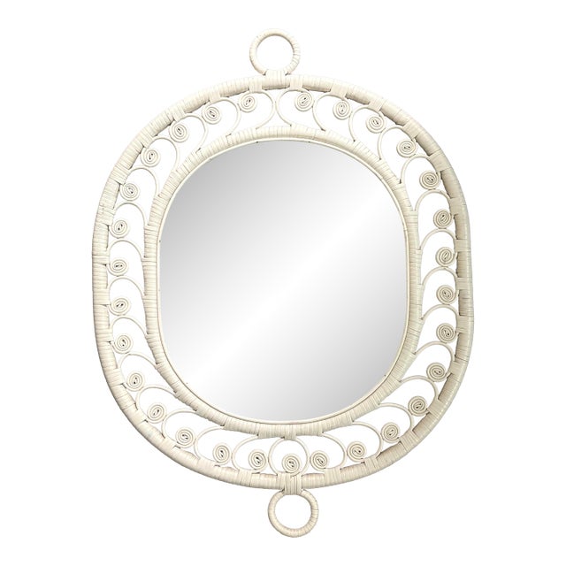 Wicker Peacock Style Boho Mirror For Sale