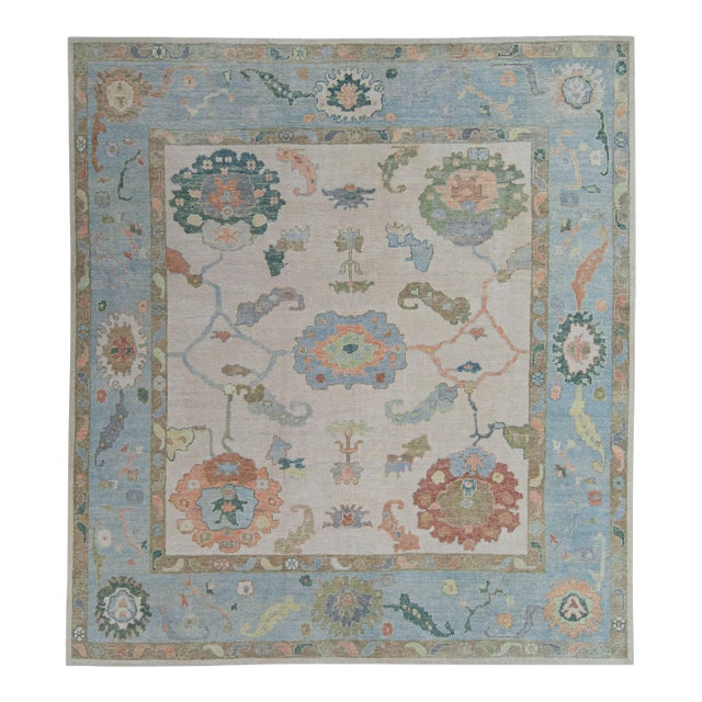 Turkish Oushak Square Rug 9'10" x 10'10" #20434 For Sale