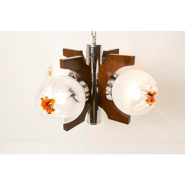 Murano 4-Light Chandelier in Teak from Mazzega, 1960 For Sale - Image 13 of 18