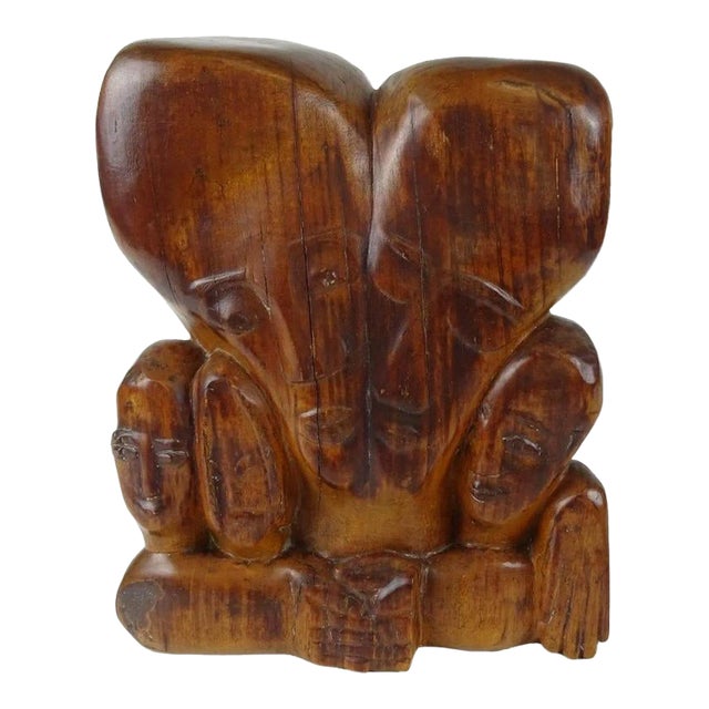 Miriam Sommerburg, Carved Wood German Expressionist Sculpture Jewish Woman Refugee Artist Judaica, c.1950s For Sale