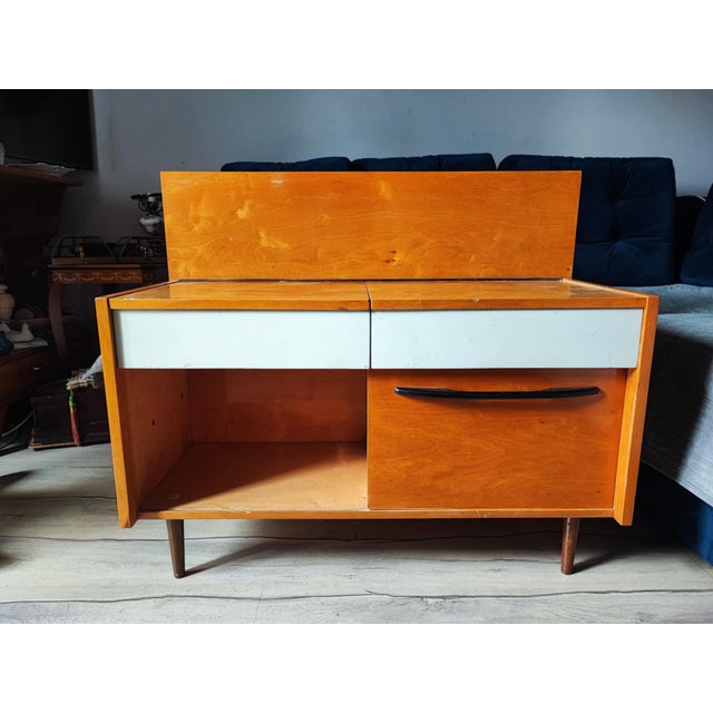 Chest of drawers, cabinet with drawers, vintage from 1964, Brno, dimensions: width 90 cm, height 78 cm, depth 37 cm.