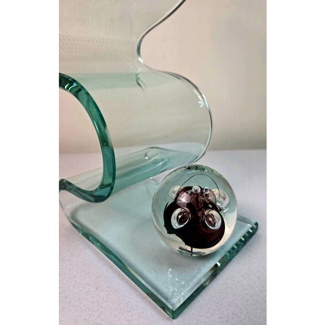 Vintage Steven Brewster Signed Postmodern Studio Art Glass Ribbon Sculpture "Meltdown" For Sale - Image 12 of 13