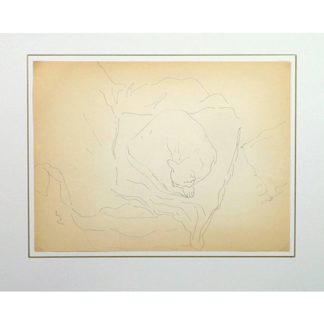 1970s Illustration Pen & Ink Drawing, Cat in Sweet Slumber For Sale - Image 4 of 5
