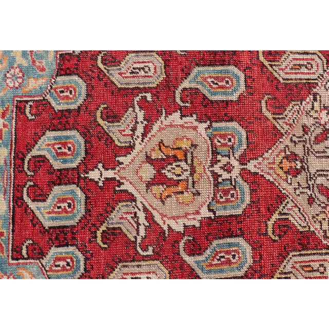 Antique Turkish Rug With Rich Crimson, Sky Blue, and Ivory Accents 5'10 X 8'2 For Sale In Atlanta - Image 6 of 15