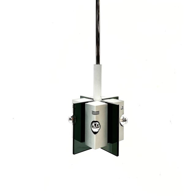 Vintage Italian Pendant Lamp in Aluminium and Smoked Glass, 1970s For Sale - Image 15 of 15