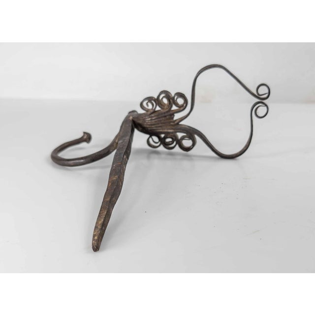 18th or 19th Century Blacksmith Handwrought Iron Betty Lamp Spike For Sale In New York - Image 6 of 11