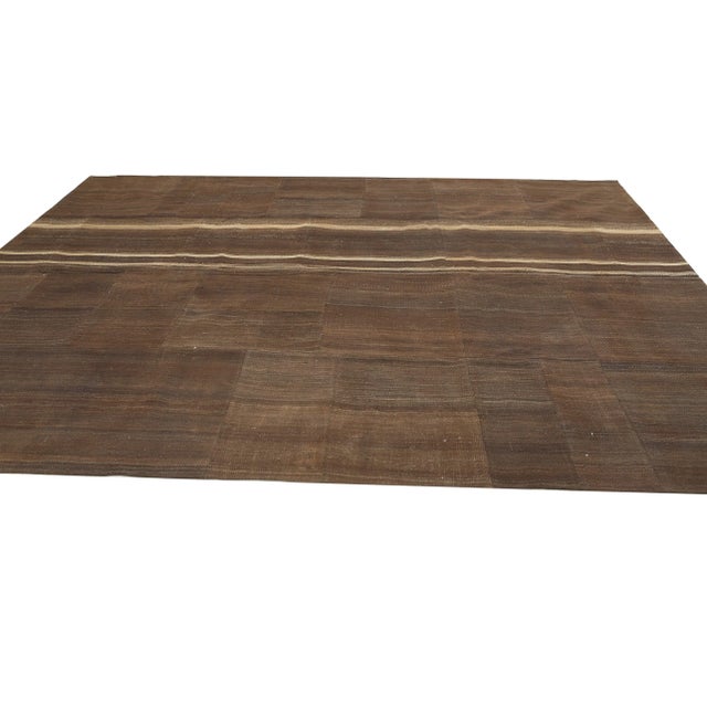 Mid 20th Century Brown Vintage Large Kilim Rug For Sale - Image 4 of 7