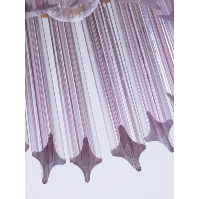 Pink Quadriedri Murano Glass Prism and Brass Pendant by Venini, Italy, 1970s For Sale - Image 3 of 9