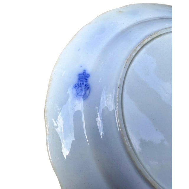 Ceramic Early 20th Century English Blue Onion Flow Blue Plate For Sale - Image 7 of 8