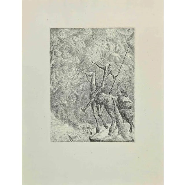 Don Quixote and the Ghosts is an etching and drypoint print on ivory-colored China paper, realized by Wladyslaw Jahl in...