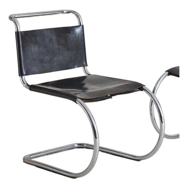 ‘Mr10’ Black Leather Chair by Mies Van Der Rohe, Usa 1970s For Sale