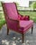 Wood Bergere Armchair Hollywood Regency Style Pink Magenta Striped Satin Accent Chair For Sale - Image 7 of 14