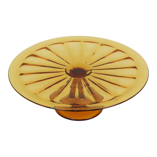 Art Deco Amber Tart Plate Dish from Verrerie de Scailmont, 1930s For Sale - Image 8 of 13