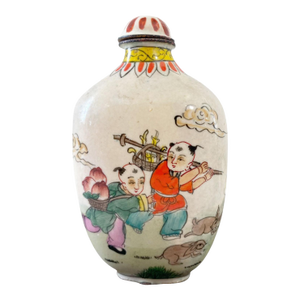 VTG Chinoiserie Colorful Enamel Snuff Bottle 3.25" H
