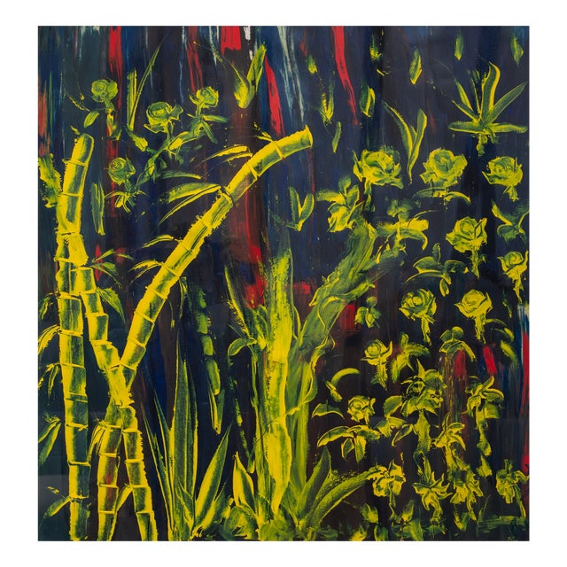 Chef de Mulu, Yellow Rose, Acrylic on Paper For Sale