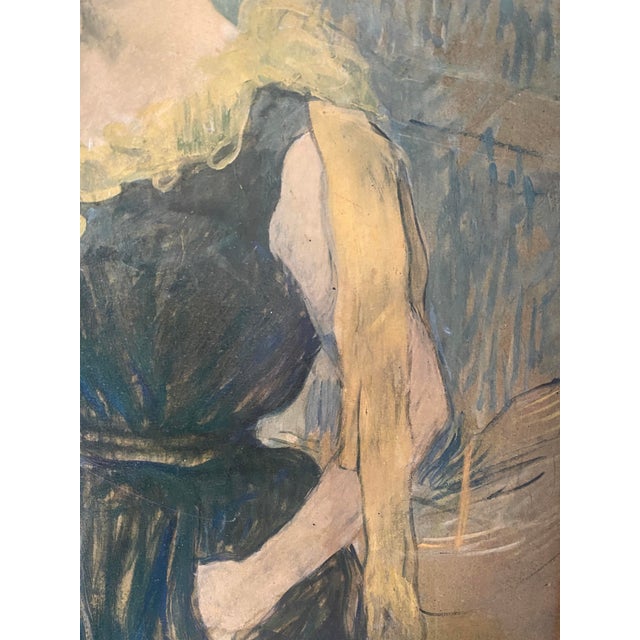 Vintage Mid-Century oil painting inspired by "The Clowness Cha-U-Kao" by Henri de Toulouse-Lautrec. It was part of the...