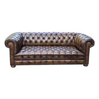 Victorian Chesterfield 3-Seater Sofa in Leather, 1890s For Sale